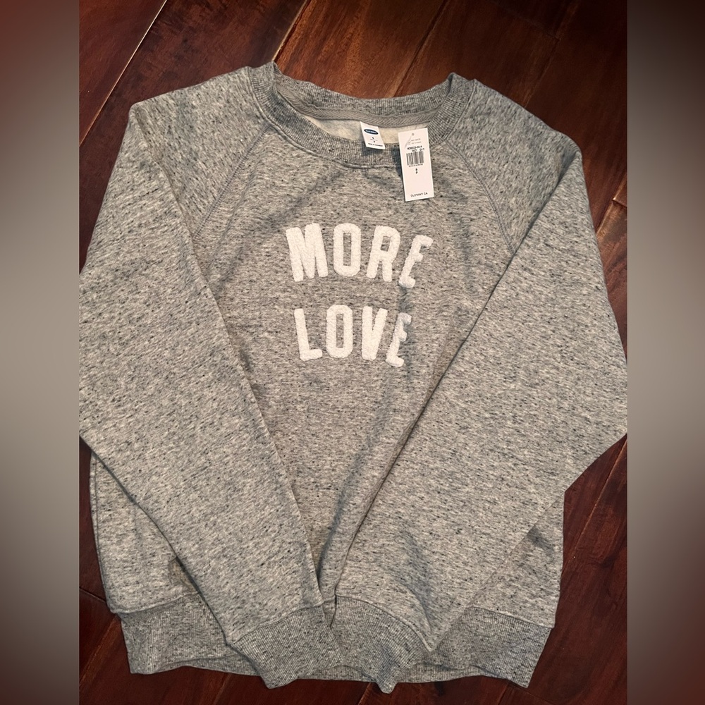Old Navy Gray Crewneck Sweater with 'More Love'